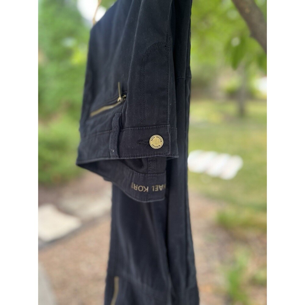 Michael Kors Soft Ankle Skinny Zipper Cargo Pants In Navy Blue Size 2